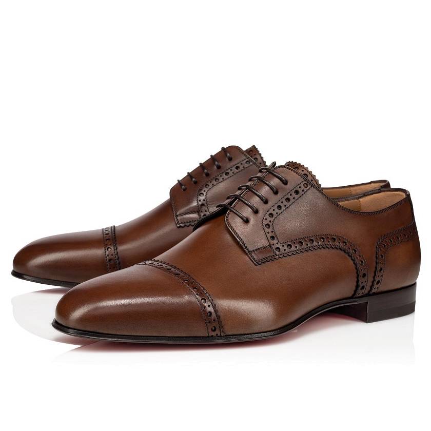 Men's Christian Louboutin Eygeny Leather Derby Shoes - Havane [8694-013]